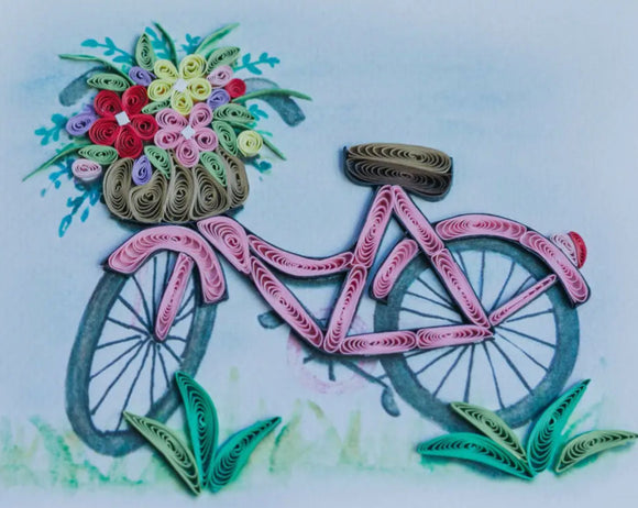 Bicycle Bouquet Quilling Card