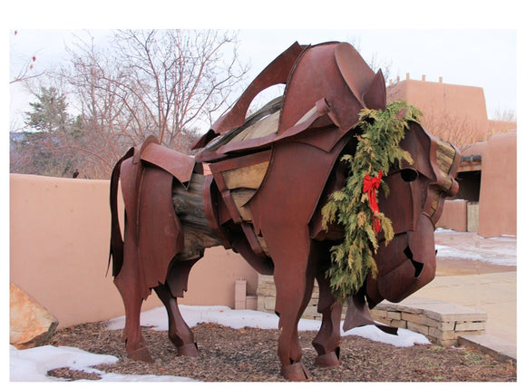 Santa Fe Buffalo Sculpture Holiday Card
