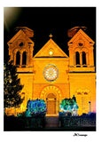 Santa Fe Cathedral at Night Holiday Card