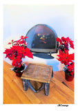 Fireplace and Poinsettias Holiday Card