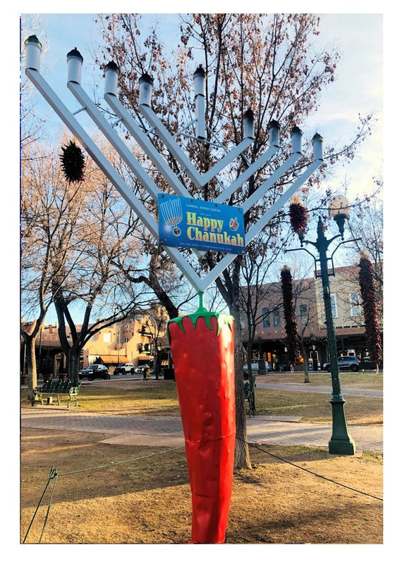 Red Chile and Menorah on Santa Fe Plaza Hannukah Card
