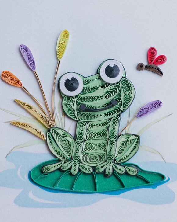 Frog on a Lily Pad Quilling Card