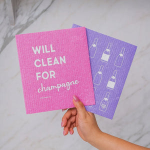 Biodegradable Dish Cloth - Will Clean for Champagne