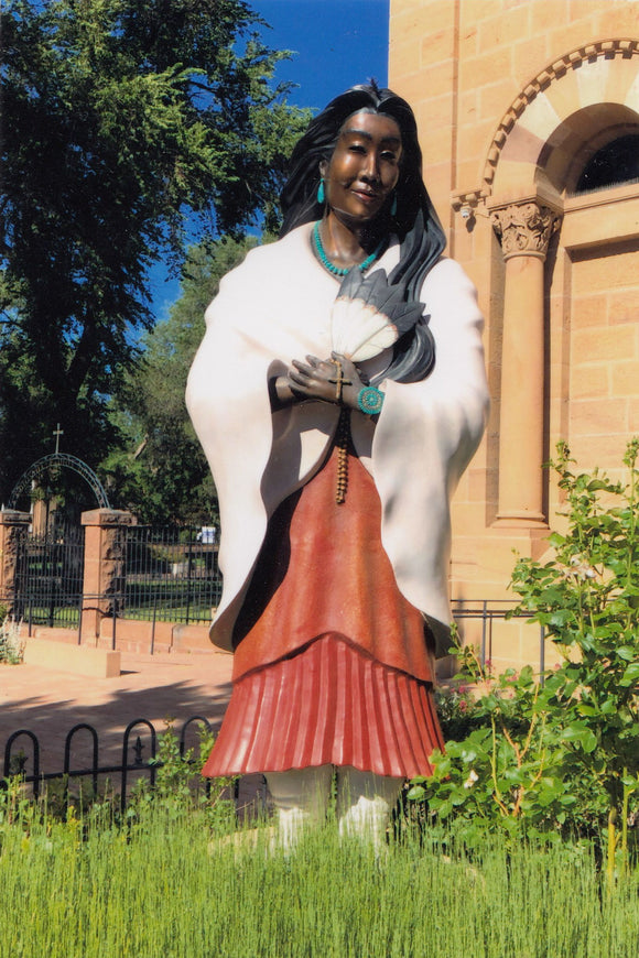 Statue at Santa Fe Cathedral (Blank Card)