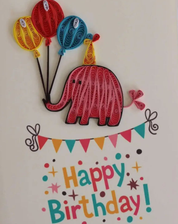 Happy Birthday Elephant Quilling Card