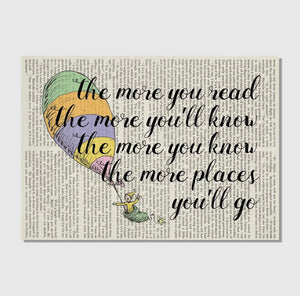 The More You Read ... - Oh The Places You'll Go - Dr. Suess Book Art