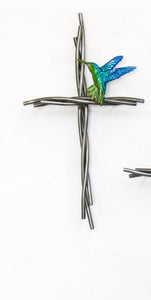 Hummingbird and the Vine Cross (Green/Blue)