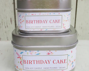 Birthday Cake Soy Candle in Small Tin