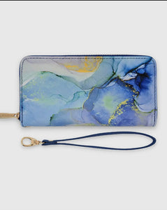 Blue Marble Wristlet Wallet