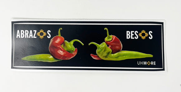 Abrazos Besos New Mexico Red and Green Chile Bumper Sticker