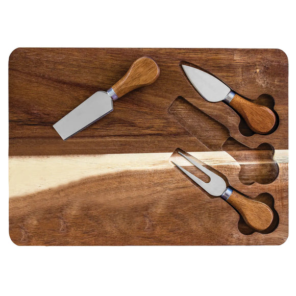 Acacia Wood Cheese Board & Cheese Tool Set