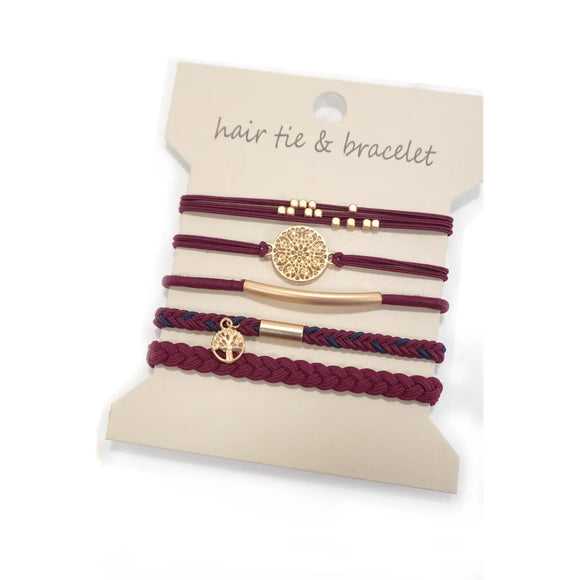 Boho Bracelet Hair Ties (Burgundy)