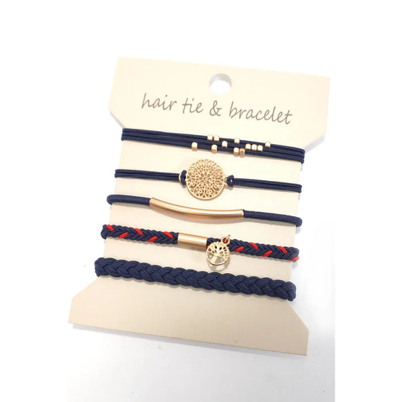 Boho Bracelet Hair Ties (Navy)