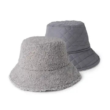 Britts Knits Apres-Ski Reversible Sherpa Bucket Hat (Gray)