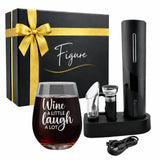 Premium Electric Wine Opener Gift Set – “Wine A Little, Laugh A Lot”