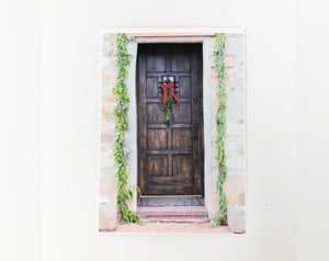 Santa Fe Gate Red Ribbon Wreath Holiday Card