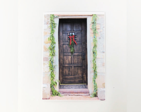 Santa Fe Gate Red Ribbon Wreath Holiday Card