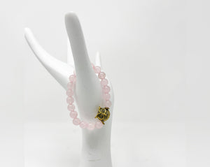 Rose Quartz and Owl Baby Bracelet